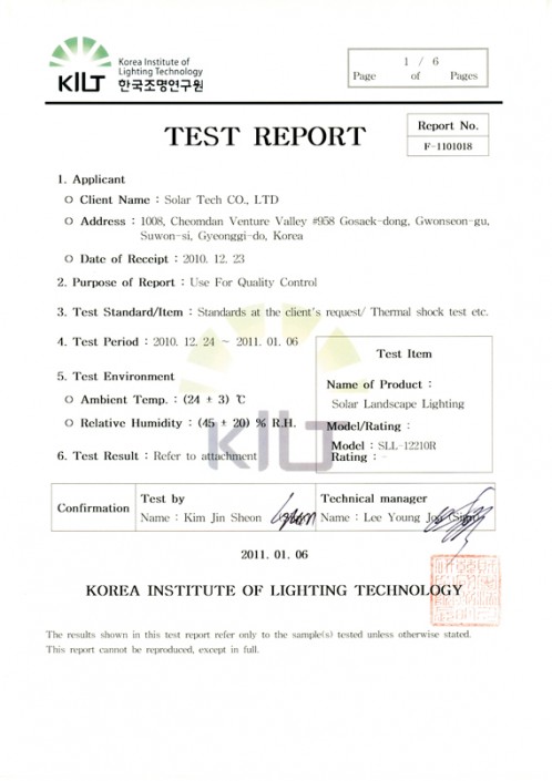 Product Test Report(SLL-122R)
