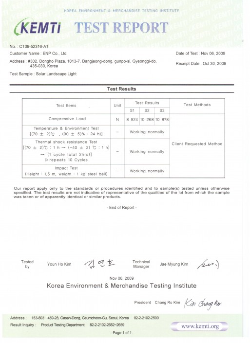 Product Test Report(SLL-122S)